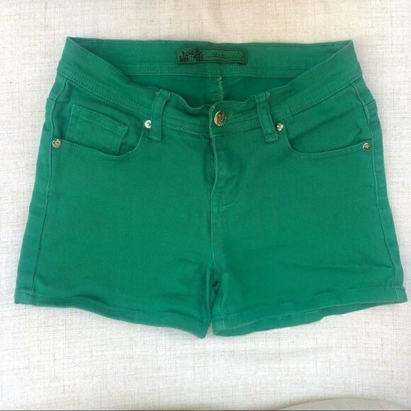 U-51 AUTHENTICATE DENIM GREEN SHORTS JUNIOR SZ 3-4 - Picture 1 of 9